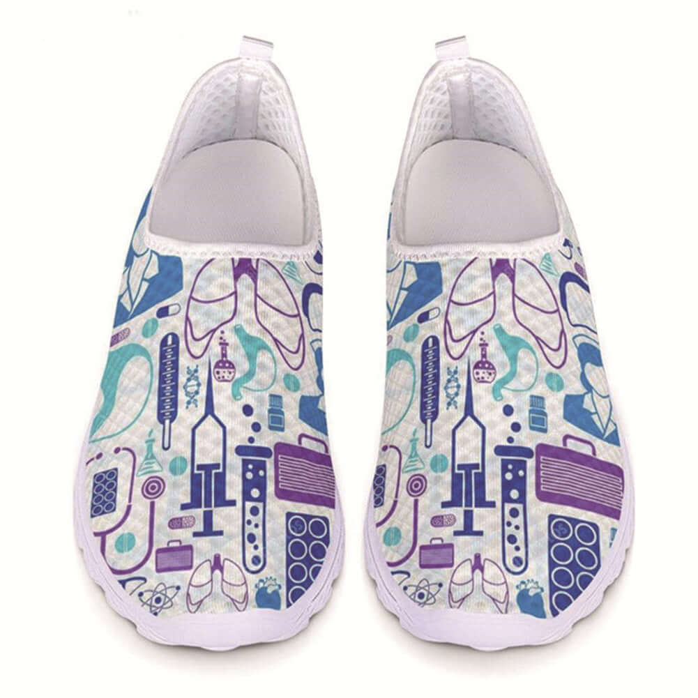 Nurse Cartoon Printed Shoes – Mesh Healthcare Footwear