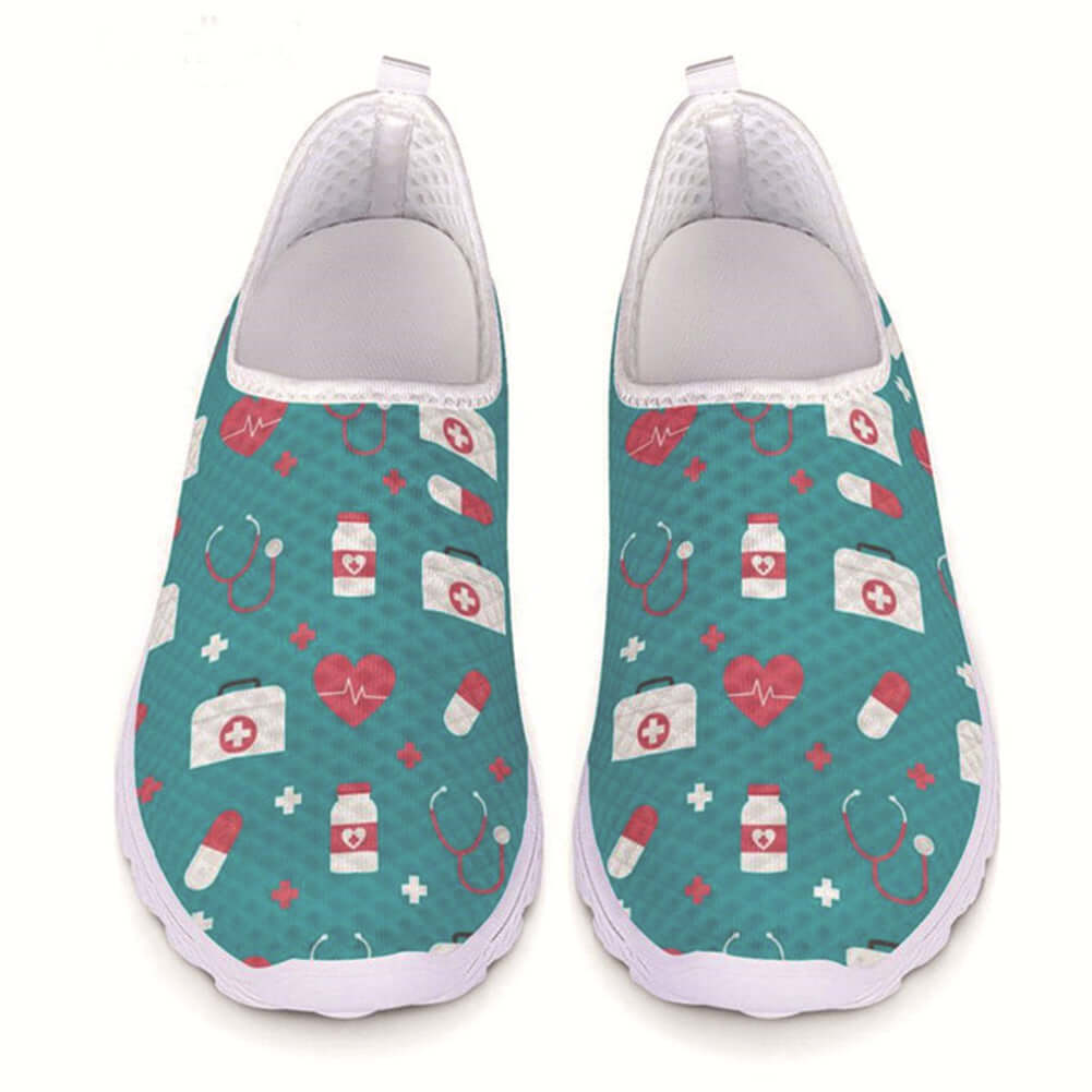 Nurse Cartoon Printed Shoes – Mesh Healthcare Footwear