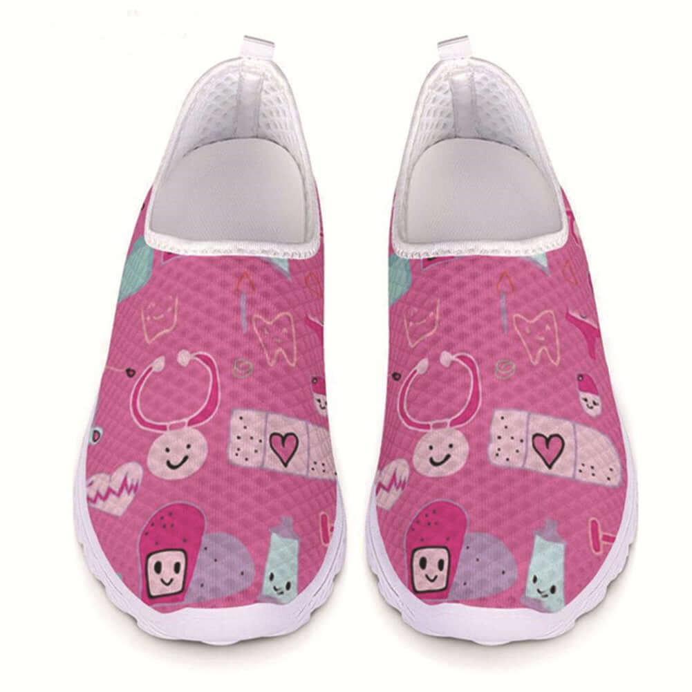 Nurse Cartoon Printed Shoes – Mesh Healthcare Footwear