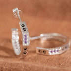 Paws & Crystals Sterling Hoop Earrings