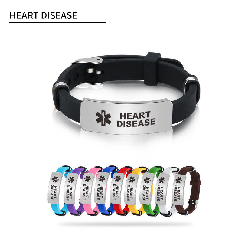Medical Silicone Bracelet in multiple colors featuring a Diabetic ID tag for health awareness. Medical Silicone Bracelet in multiple colors featuring a Diabetic ID tag for health awareness.