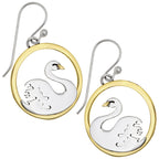 Sterling Silver & Brass Swan Earrings