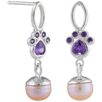 Paw Print Sparkle Sterling & Pearl Earrings
