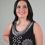 Black & White Print Sleeveless Midi Dress