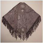 Oversized Vegan Leather Wrap with Fringe