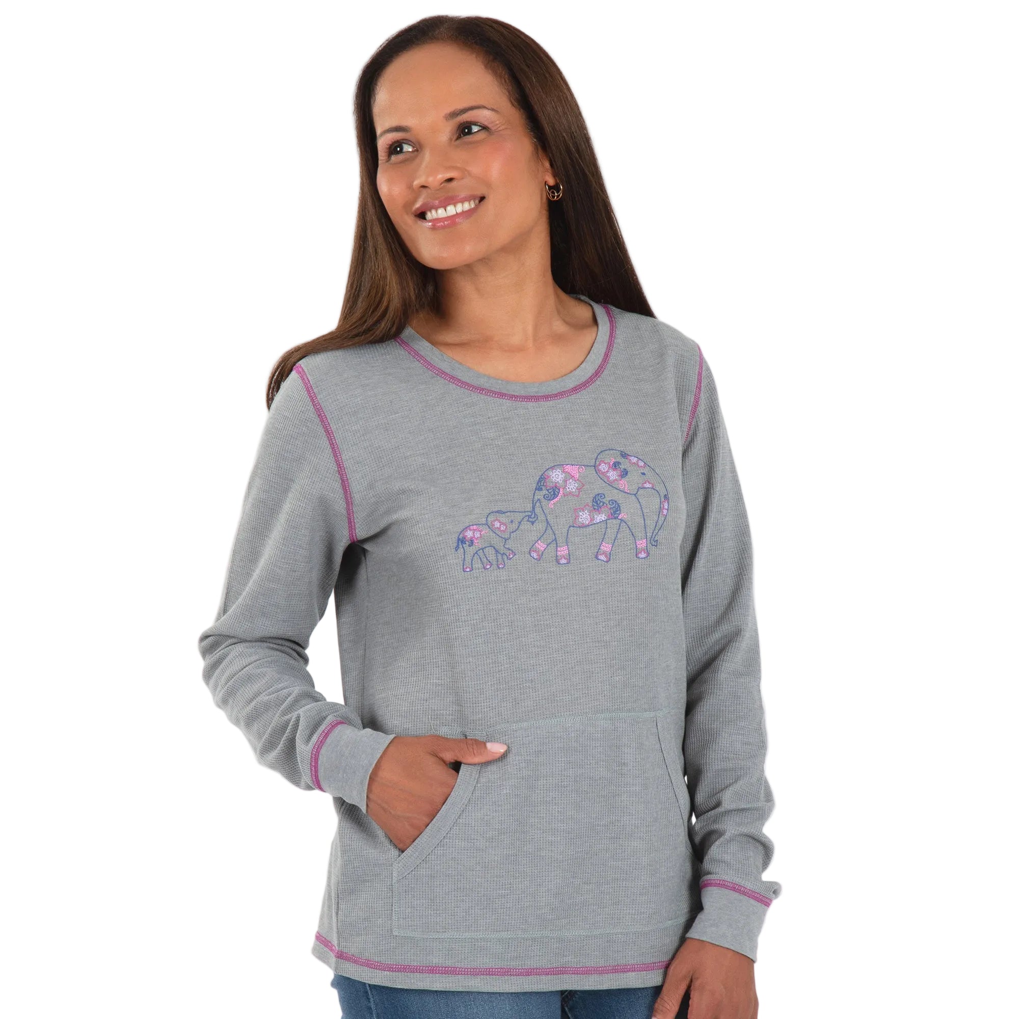 Elephant Contrast Stitch Thermal Top