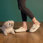 Paw Print Plush Sherpa Fleece Clog Slippers