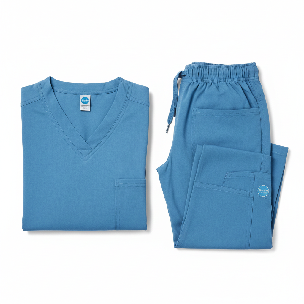 Blue Sky Scrubs healthcare uniform set in ceil blue
