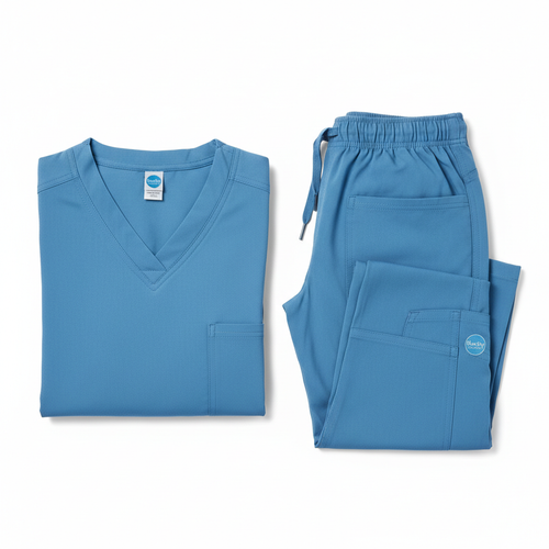 Blue Sky Scrubs healthcare uniform set in ceil blue