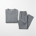 Gray healthcare scrubs uniform set on white background