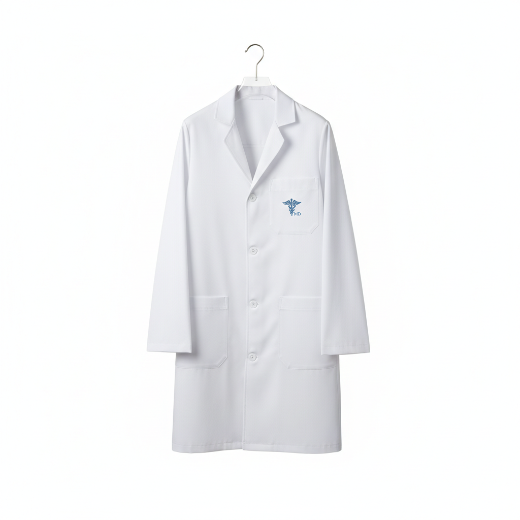 White professional lab coat on white background