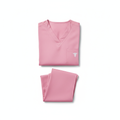Pink healthcare scrubs uniform set on white background