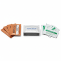 Medical skin prep supplies including alcohol swabs, iodine prep pads, and skin barrier wipes on white background