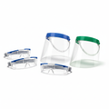 Medical safety goggles and protective eyewear for healthcare workers on white background