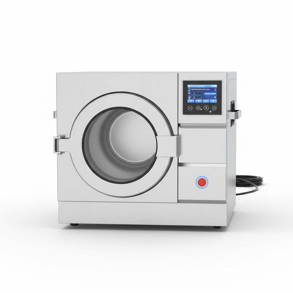 Medical autoclave sterilizer machine on white background