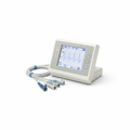 Portable EKG ECG machine with leads and display on white background
