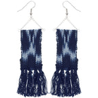 Woven Ikat Fringe Earrings